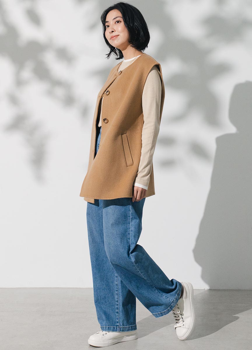 雙面呢圓領背心式大衣